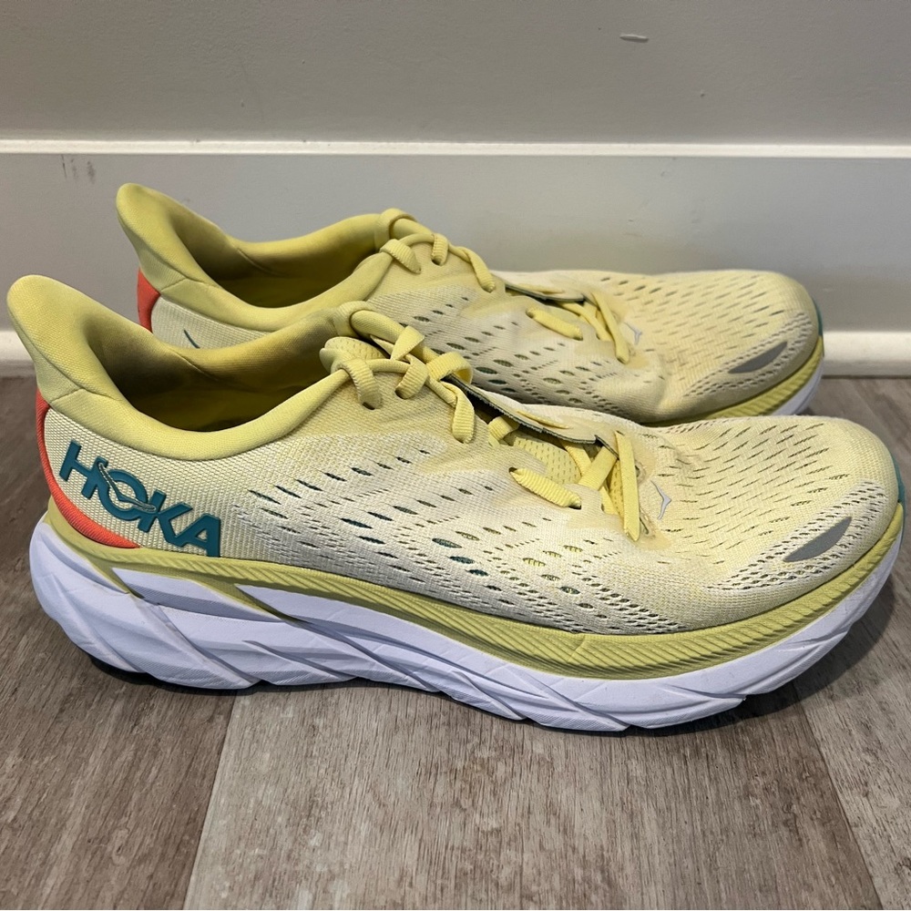 Hoka Shoes Womens SZ 9 Yellow Clifton 8 Running Athletic Sneakers 1119394 YPSC.